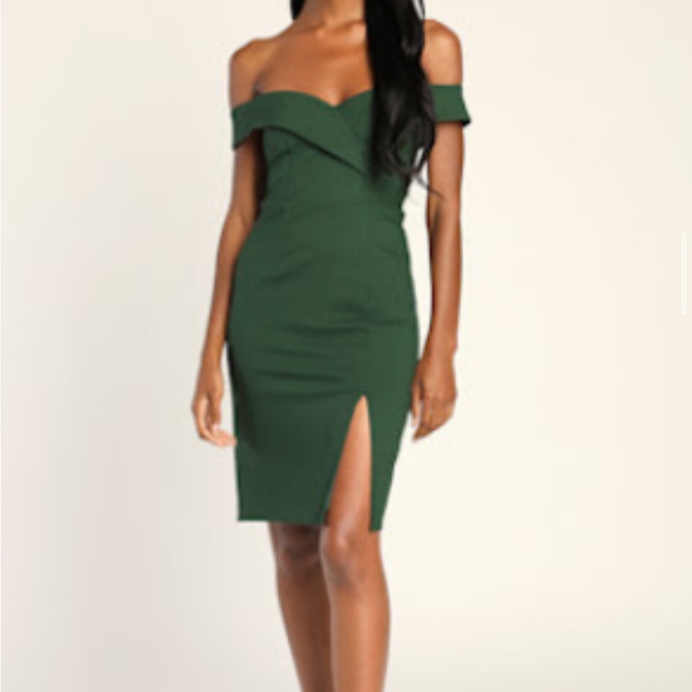 Lulu's Strapless Forest Green Dress